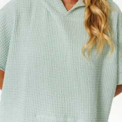 Rip Curl Womens Stonewash Hooded Towel Changing Robe / Poncho -Marine Sports Gear 202320Rip20Curl20Womens20Stonewash20Hooded20Towel20Changing20Robe2020Poncho20GTWEA120 20Mint20Close20Up.2000x2000