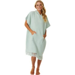 Rip Curl Womens Stonewash Hooded Towel Changing Robe / Poncho -Marine Sports Gear 202320Rip20Curl20Womens20Stonewash20Hooded20Towel20Changing20Robe2020Poncho20GTWEA120 20Mint20pocket20front.2000x2000