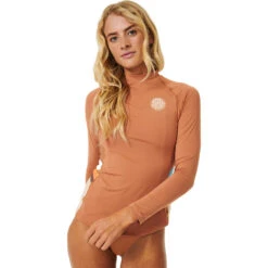 Rip Curl Womens Sunrise Stripe UPF Long Sleeve Rash Guard -Marine Sports Gear 202320Rip20Curl20Womens20Sunrise20Stripe20UPF20Long20Sleeve20Rash20Guard20152WRV20 20Brown2020front202.2000x2000
