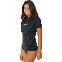 Rip Curl Womens Classic Surf Short Sleeve Rash Vest -Marine Sports Gear 44593 202320Rip20Curl20Womens20Classic20Surf20Short20Sleeve20Rash20Vest2015HWRV20 20Black20 20side.2000x2000
