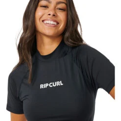 Rip Curl Womens Classic Surf Short Sleeve Rash Vest -Marine Sports Gear 44593 202320Rip20Curl20Womens20Classic20Surf20Short20Sleeve20Rash20Vest2015HWRV20 20Black20Close20Up.2000x2000