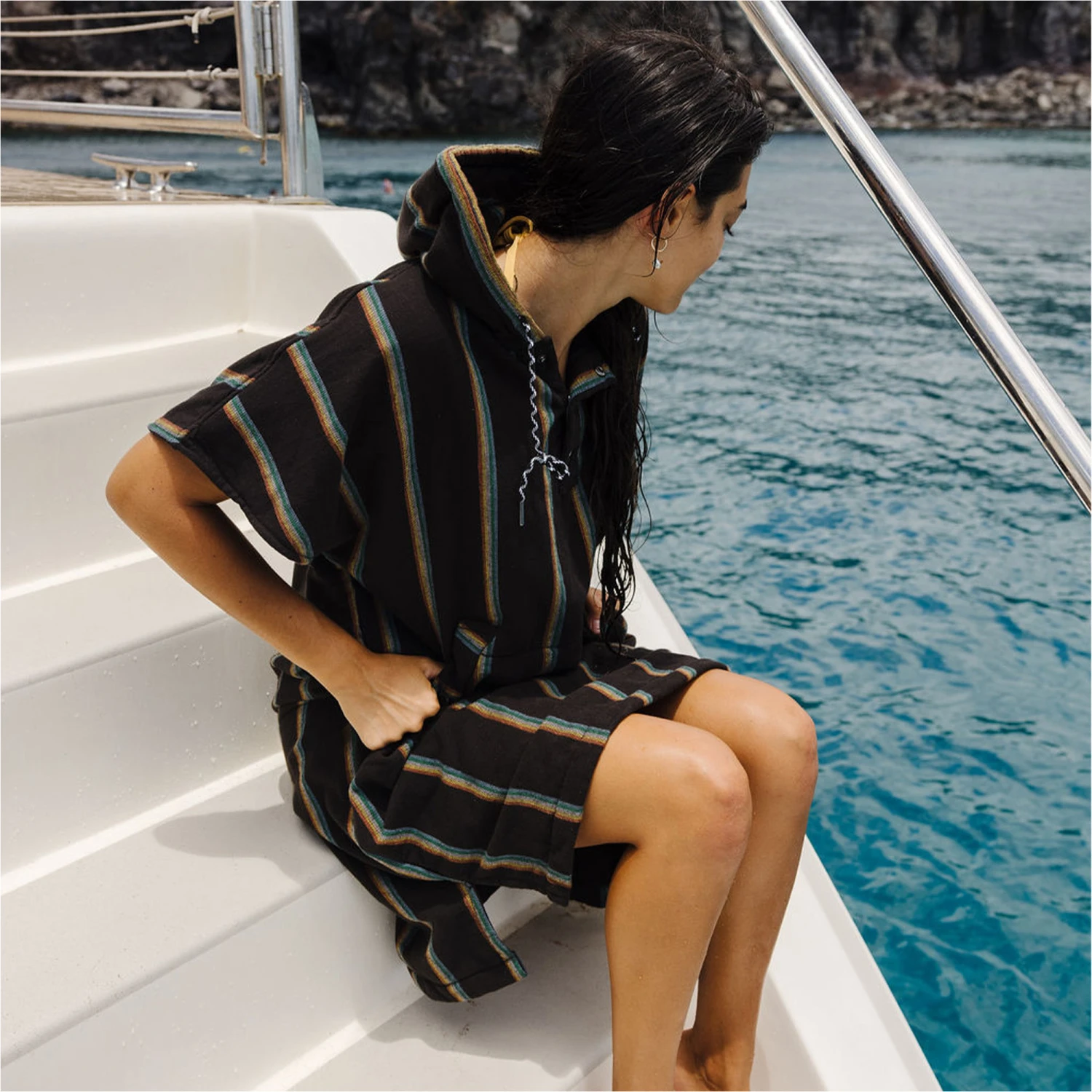 Slowtide Baja Stripe Hooded Towel Change Robe / Poncho 6 Slowtide Baja Stripe Hooded Towel Change Robe / Poncho - Image 4